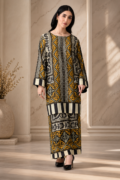 Noor Heritage Printed 2-Piece Co-Ord Set – Mustard & Black