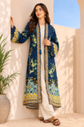 Azure Blossom Printed 3-Piece Lawn Suit – Navy Blue
