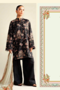 Midnight Floral Printed 3-Piece Lawn Suit – Black
